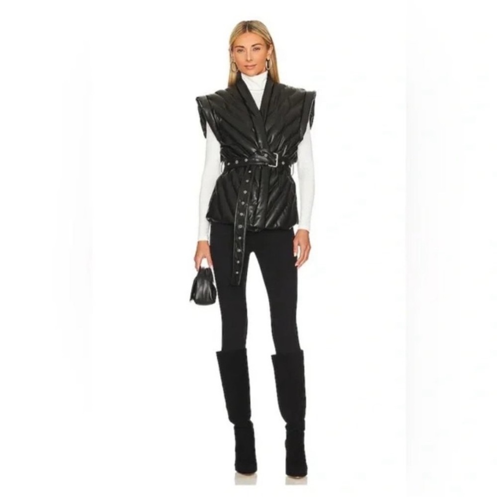 Blank NYC Black Belted Quilted Vest - Picture 2 of 3